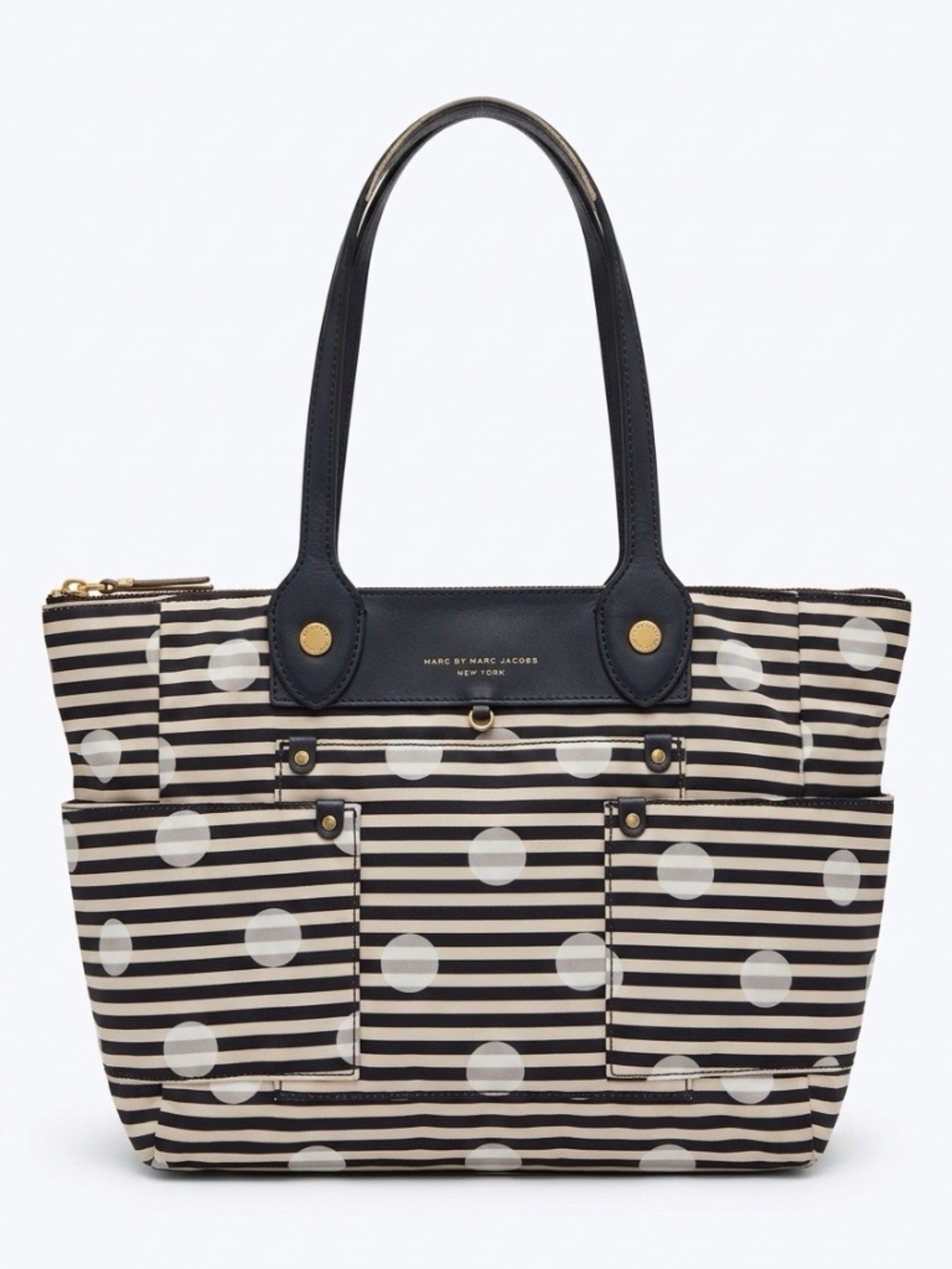Marc Jacobs Blue and off White Striped Tote
